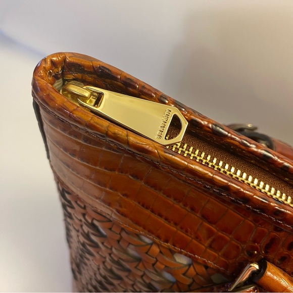 Retired Brahmin Medium Asher Pecan Lima Wicker Tote Bag Purse RARE New - Picture 7 of 16